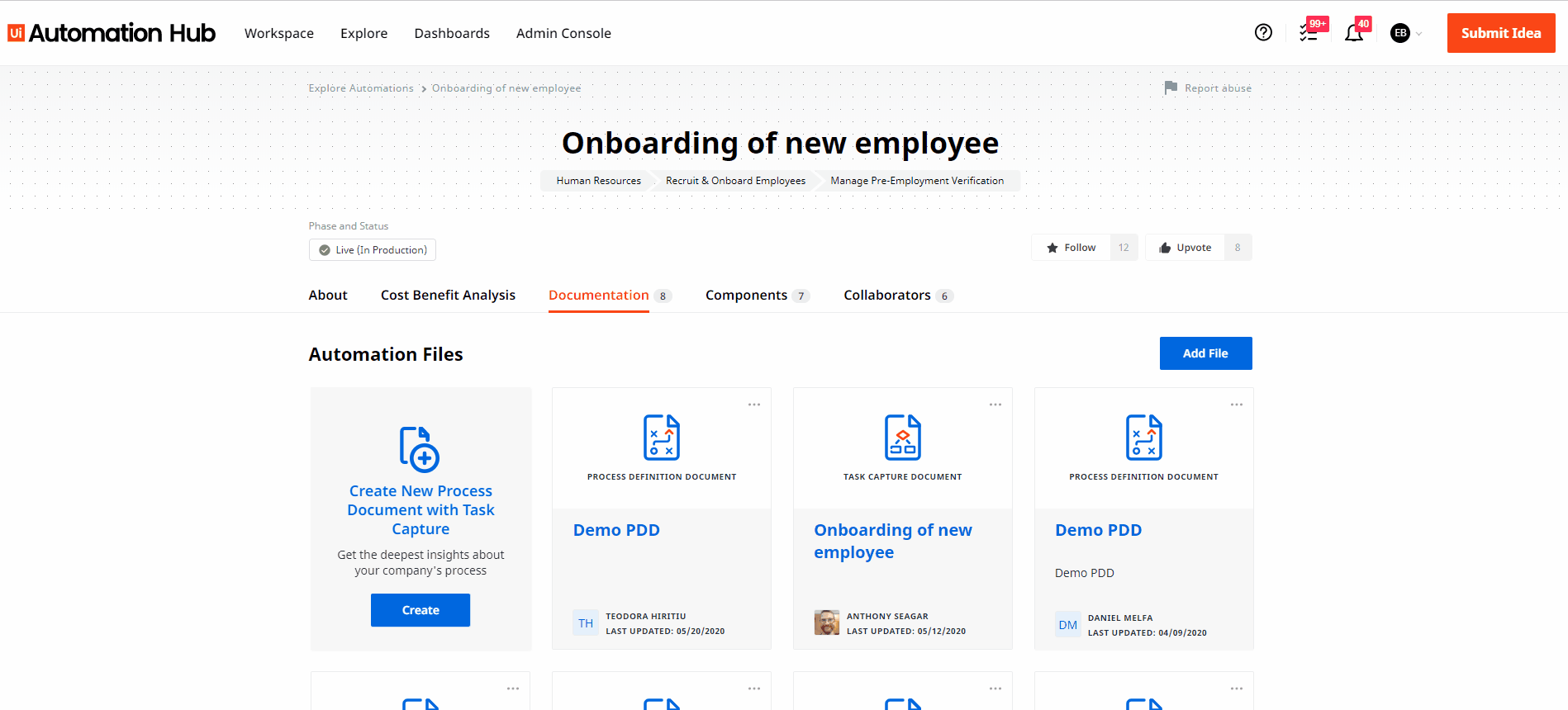 Automation Hub: descarga de Task Capture