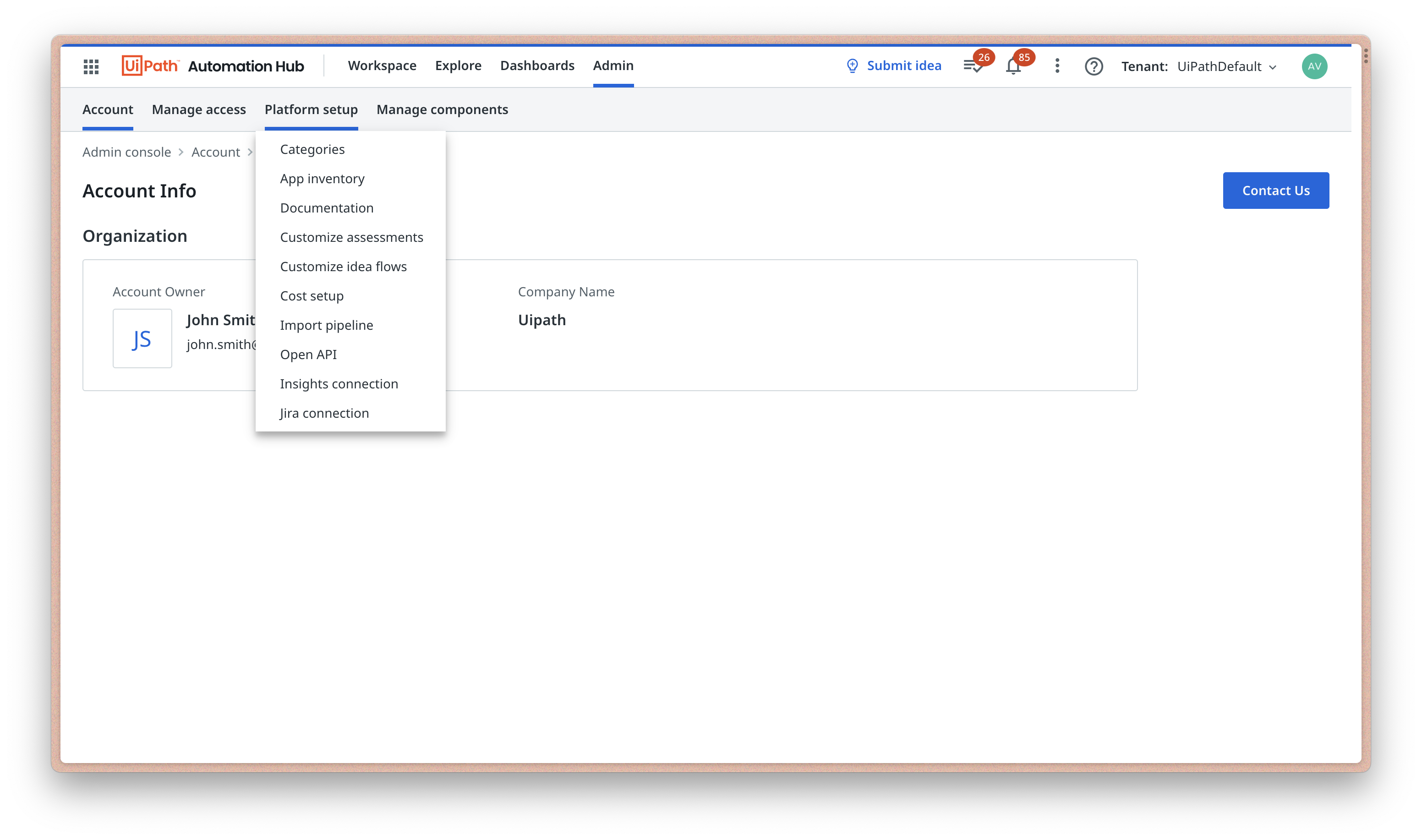 Automation Hub: configuración de plataforma