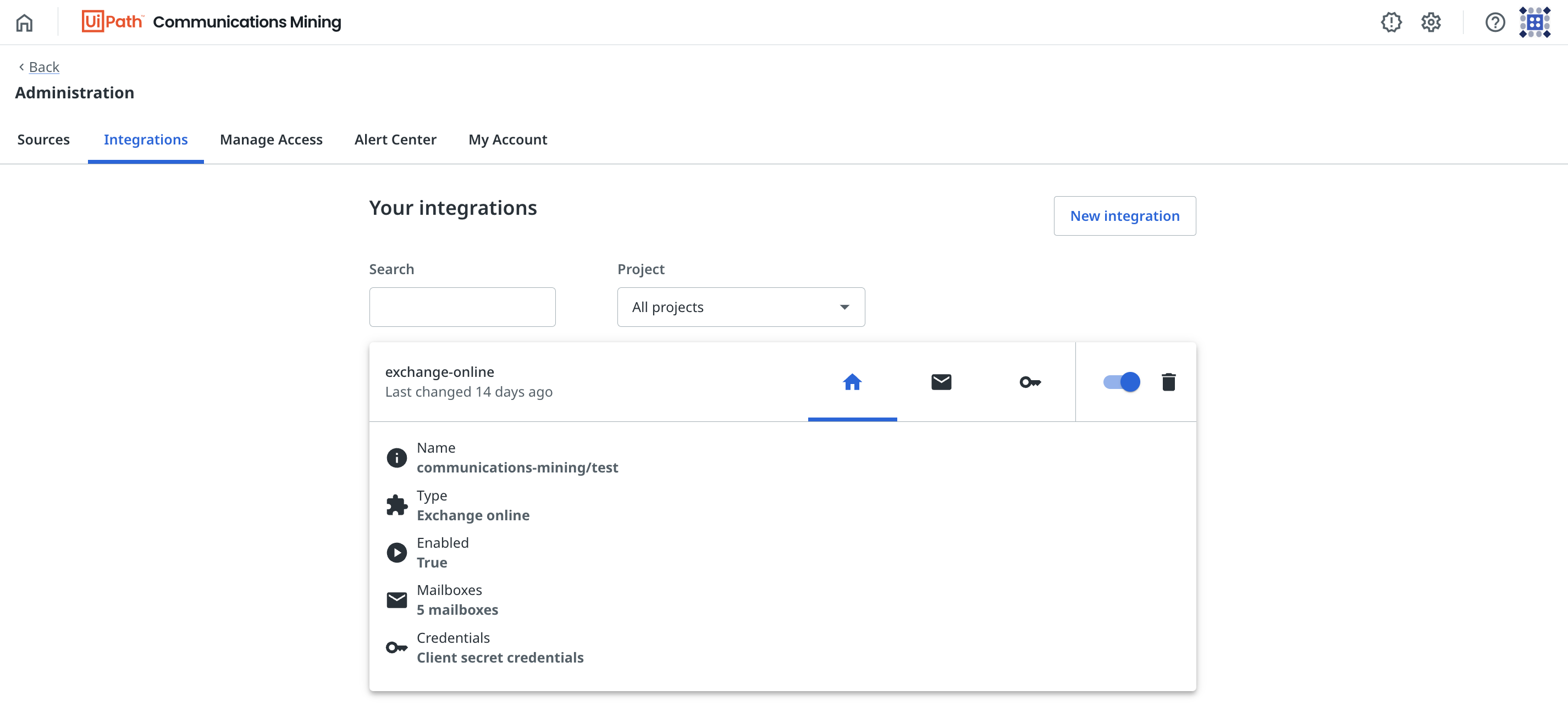 Página Integraciones