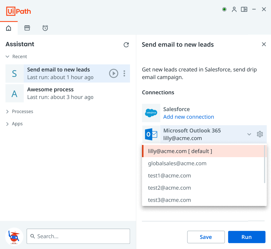 Robot - Acerca de UiPath Assistant