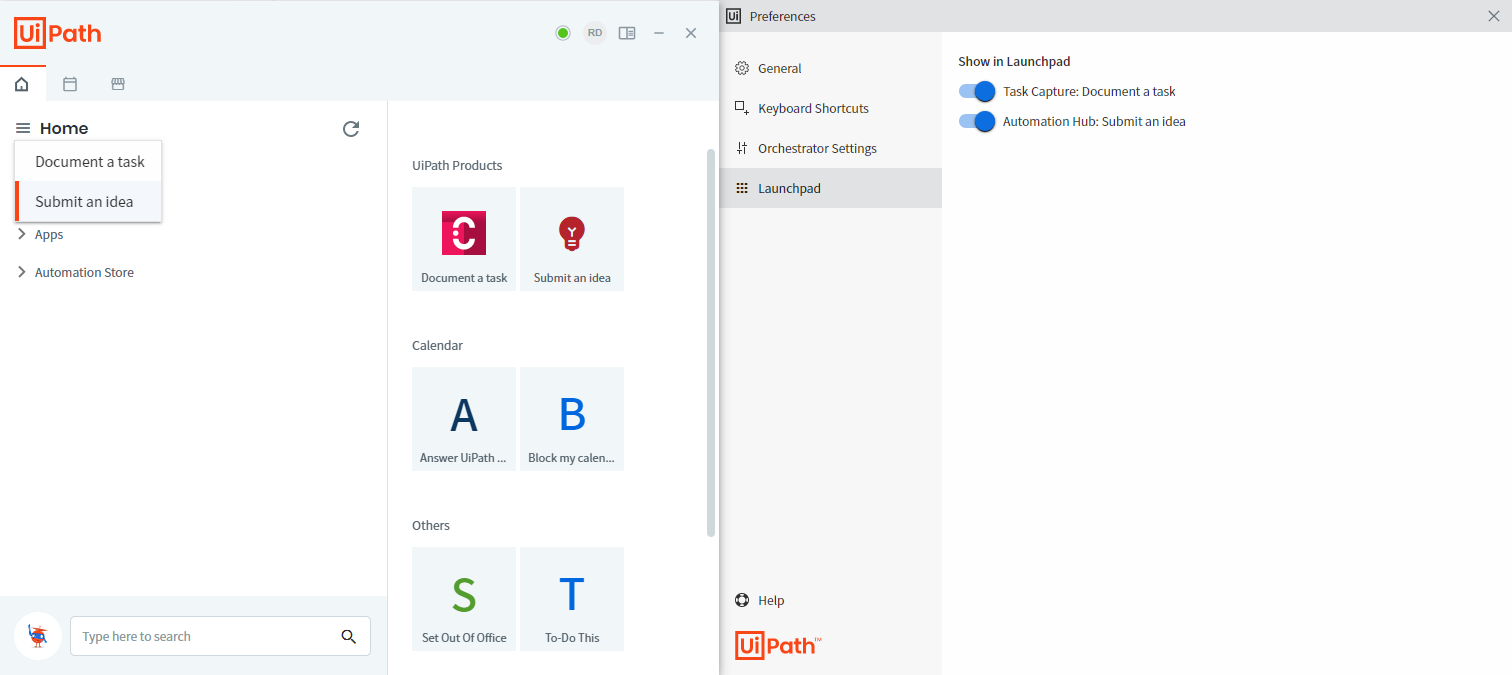 Robot - UiPath Assistant について