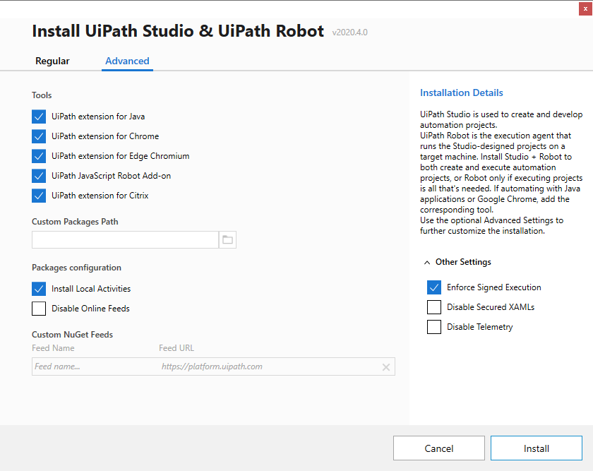 UiPath Robot - Instalando o Robô